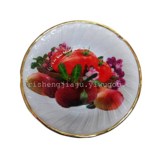 Round Oblique Pattern Fruit Plate Stained Paper with Golden Edge RS-4536