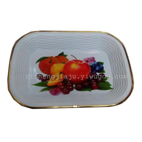 rectangular golden edge flower paper fruit plate horizontal stripe fruit plate rs-4653
