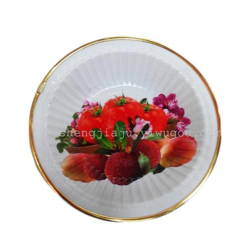 Round Pattern Fruit Plate Stained Paper with Golden Edge RS-4533