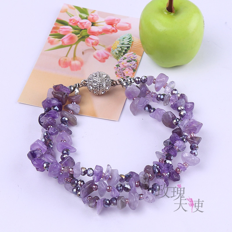 Korean fashion jewelry crystal natural stone agate bracelet bracelet female multi magnet buckle brac