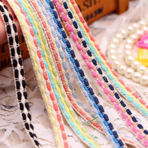 spot 1cm multi-color small fragrance woven ribbon three-strand hair accessories clothing edge diy shoe material belt material