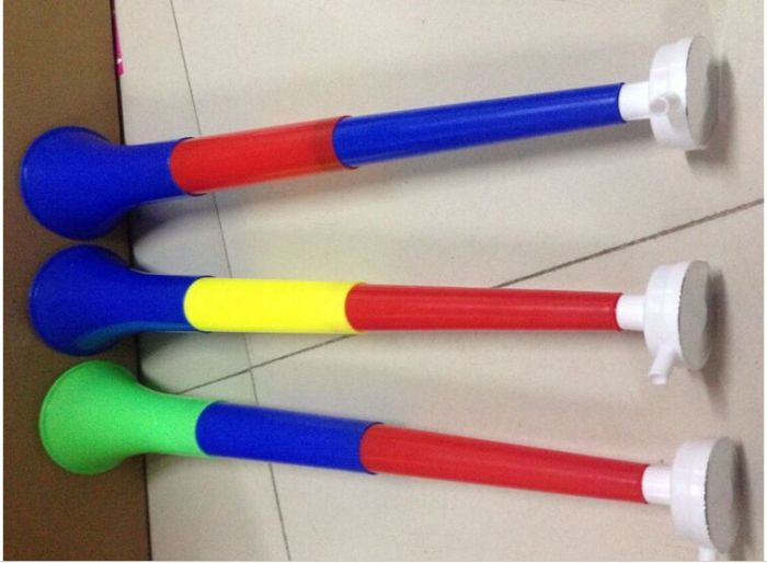 Three fans cheering horn horn football world cup horn