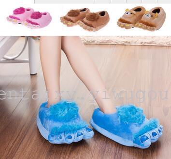 New Cute Thermal Home Wear Cotton Slippers Creative Hobbit Big Feet Indoor Floor Slippers