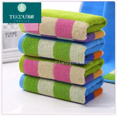 Pure cotton 32 shares bright colorful lattice towel absorbent silky does not fade can not lose hair personality towel