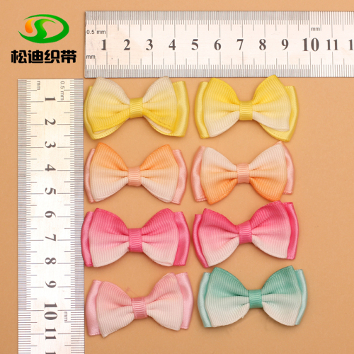 Customized Wholesale Double-Layer Ribbed Band Gradient Bow Children‘s Bow Hair Accessories