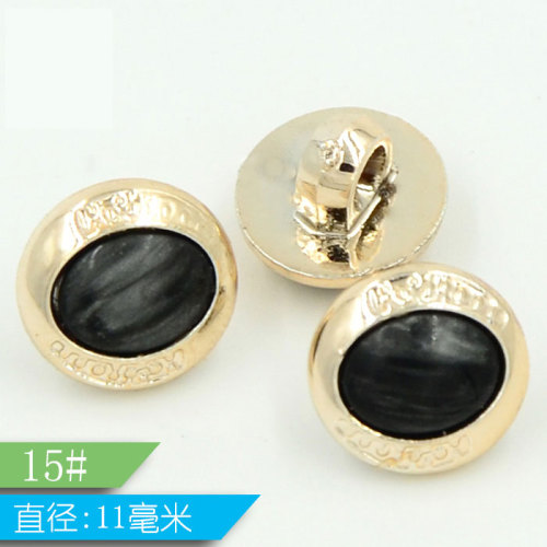 plastic inlaid resin golden edge black bead button button