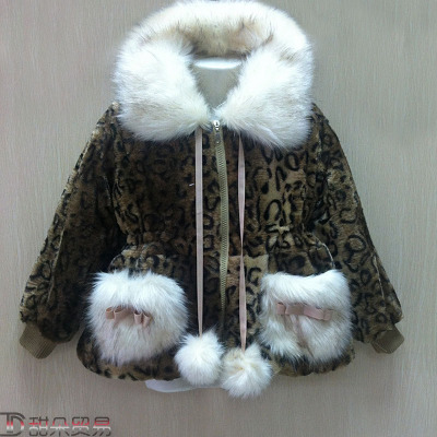2016 spring new imitation Leopard Faux Fur fur coat girls high-grade children baby coat