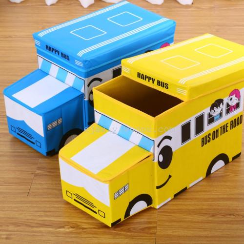 New Product with Car Head Cartoon Multifunctional Car Storage Stool Can Put Toys Cover Material High Quality