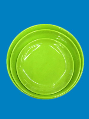 仿瓷密胺绿色三件套盘子手感光滑高档密胺餐具厂家直销