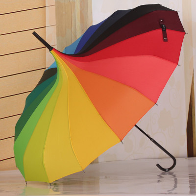 Korean Style Fresh Rainbow Pagoda Umbrella Rainbow Straight Umbrella Factory Direct Sales Sunny Umbrella Hand Umbrella