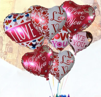 18-Inch Love Heart-Shaped Printed Wedding Room Decoration Aluminum Foil Balloon