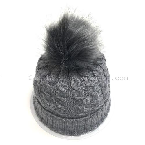 new hot selling ball cashmere knitted jacquard casual women‘s hat