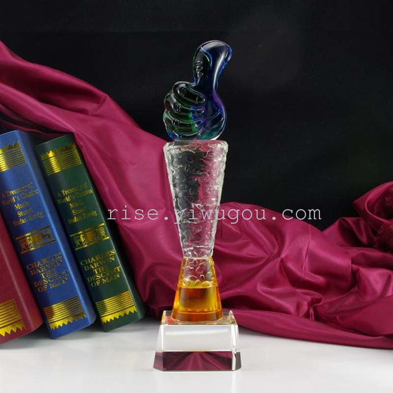 大拇指拼色水晶奖杯  K9工艺奖杯