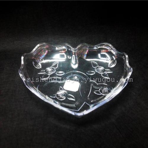 love heart-shaped transparent fruit plate thickened carved fruit plate rs-4684