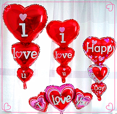 The wedding ceremony that the Qixi Festival romantic heart LOVE Love wave string aluminum balloons