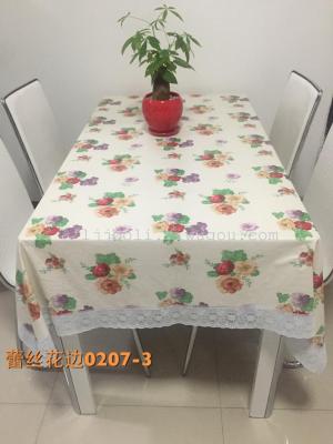 Fashionable PVC tablecloth 6 person long square table waterproof 3 inch lace tablecloth manufacturer direct sale.