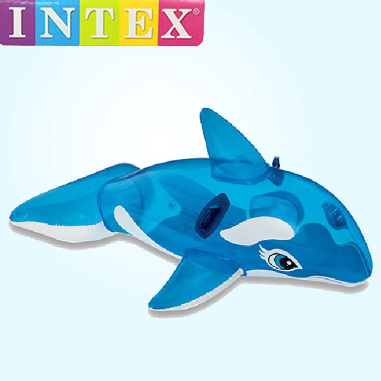 INTEX正品 58523透明蓝鲸坐骑水上充气玩具浮排漂流