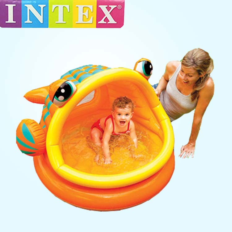 INTEX-57109大嘴鱼连盖婴儿水池充气水池澡盆游泳池