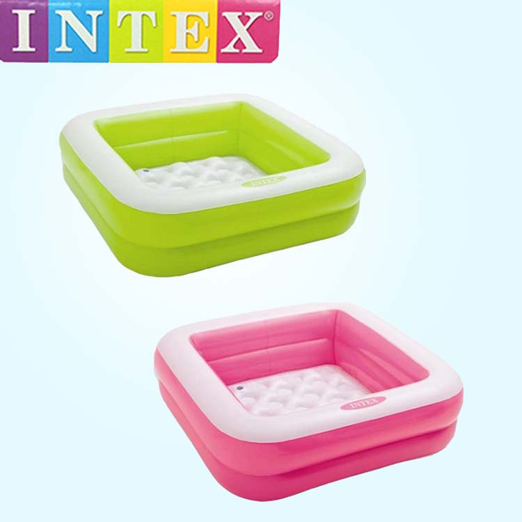 INTEX正品57100婴儿水池双层加厚方形水池游泳池洗澡盆