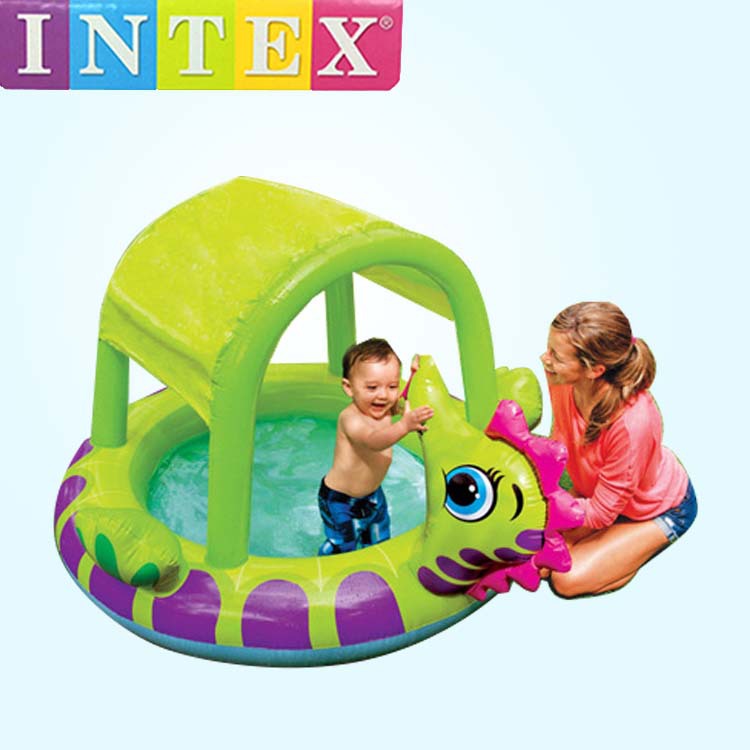 INTEX正品 57110 海马有盖婴儿充气水池 戏水池泳池