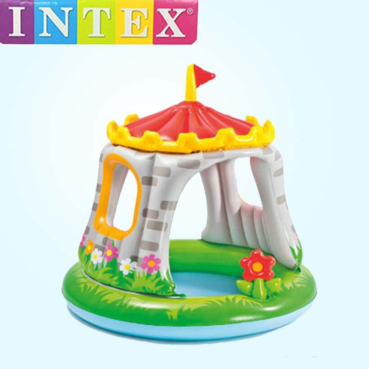 INTEX正品 57122城堡有盖婴儿水池充气水池遮阳水池