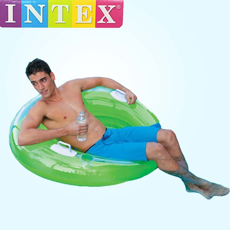 INTEX正品 58883 椭圆座圈宝宝坐圈带把手充气坐艇