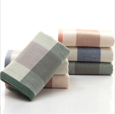 Cotton gauze Plaid towel Vintage Japanese adult tissue good absorbent towels