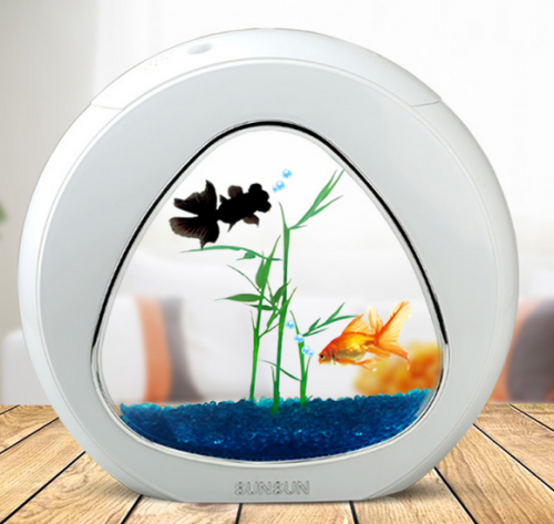 SUNSUN Office Desk Mini Fish Bowl Aquarium Creative Fish Globe LED Lighting Comes with Filter System