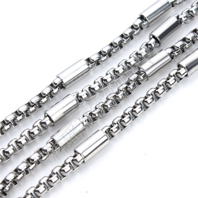 304 Stainless Steel Chain 4.0 Square Pearl Bag Light Body Bracelet Anklet Necklace Ornament Chain Accessories