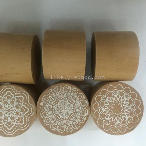 large cylindrical geometric pattern wood seal wooden seal children‘s toy seal