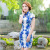 The new spring and summer women's fashion slim silk cheongsam dress dress