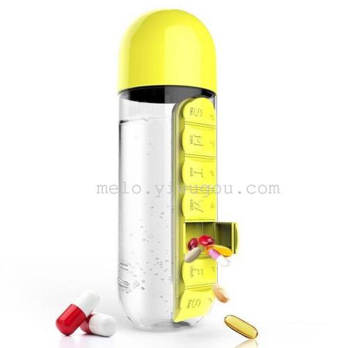 Portable Seven-Day Pill Box Water Cup/Water Bottle