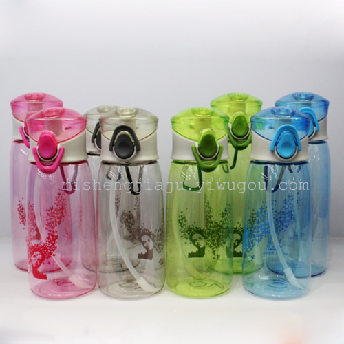 clear colorful travel cup with lock seal portable sports bottle rs-2972