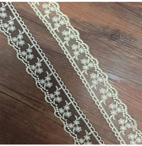 gold and silver silk stabilized yarn embroidery lace