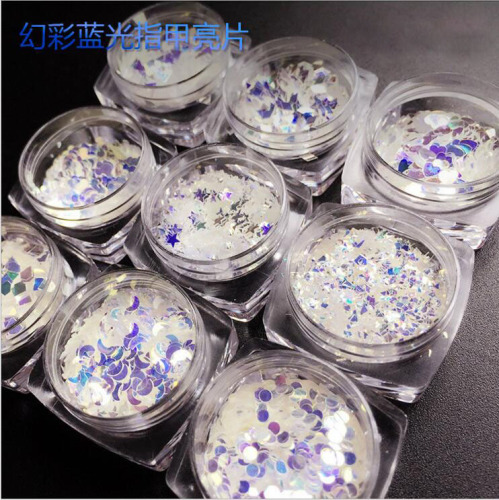japanese imported nail sequins laser magic blue light nail patch phototherapy nail nail polish triangle round wholesale