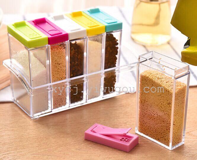 Creative Transparent Plastic Box set kitchen seasoning salt ...