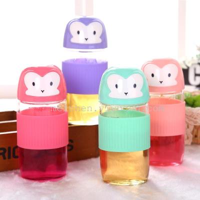 Cute creative little monkey high boron silicon glass portable student girl tea cup