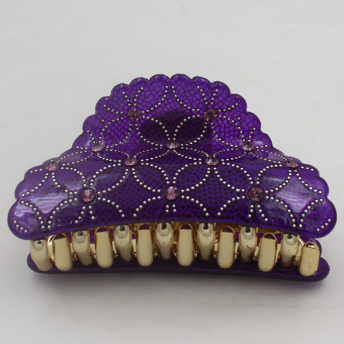 flower-shaped bath hair clip noble purple hairpin with diamond