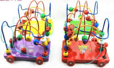Wooden toys drag around beads maze children early education puzzle toys