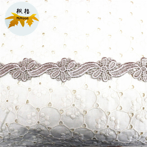 factory direct sales water-soluble embroidery lace curved edge four-leaf flower doll skirt clothing polyester lace