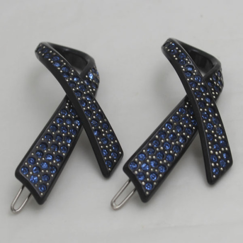 korean bow hairpin side clip blue rhinestone clip wholesale