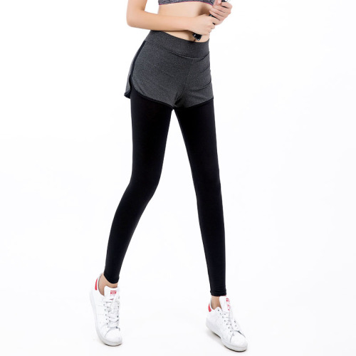 Gym Yoga Pants Sports Pants Women‘s Fake Two-Piece Fitness Pants Quick-Drying Running Pants