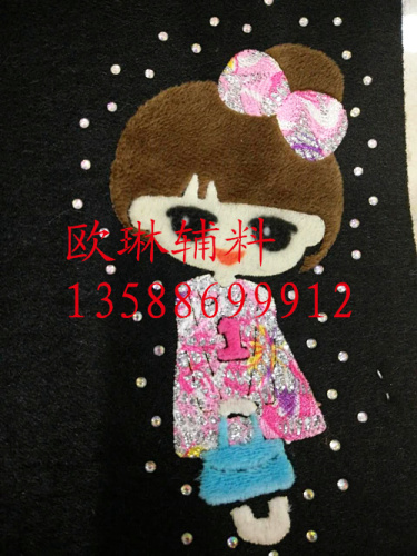 yiwu shopping accessories hot stamping diamond bow bag girls‘ thermal transfer mask/jeans/children‘s clothing/leggings