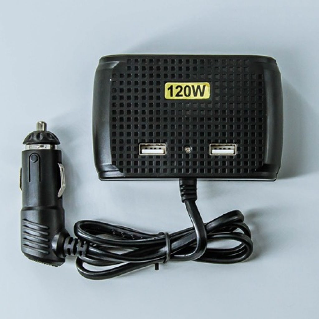 车载一分三点烟器120w大功率双usb手机充电器1000ma