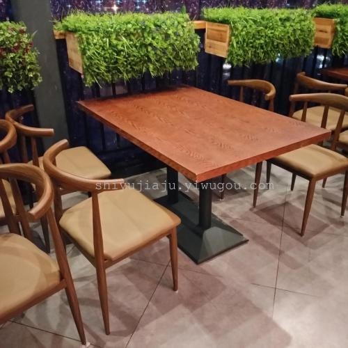 Yiwu Fashion Restaurant Solid Wood Dining Table and Chair Leisure Restaurant Solid Wood Table Theme Dining Table in Dining Room