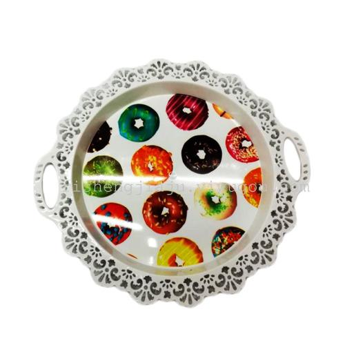 plastic hollow flower paper round tray hotel tea dinner plate end plate rs-4709