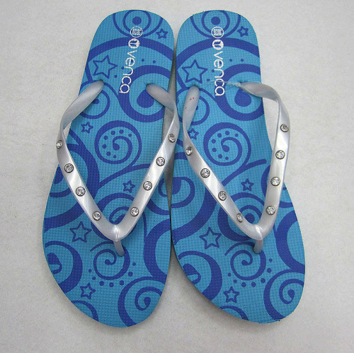 Factory Customized Blue Women‘s Sandals with Diamond Flip Flops Flip Flops Flip-Flops Flip-Flops