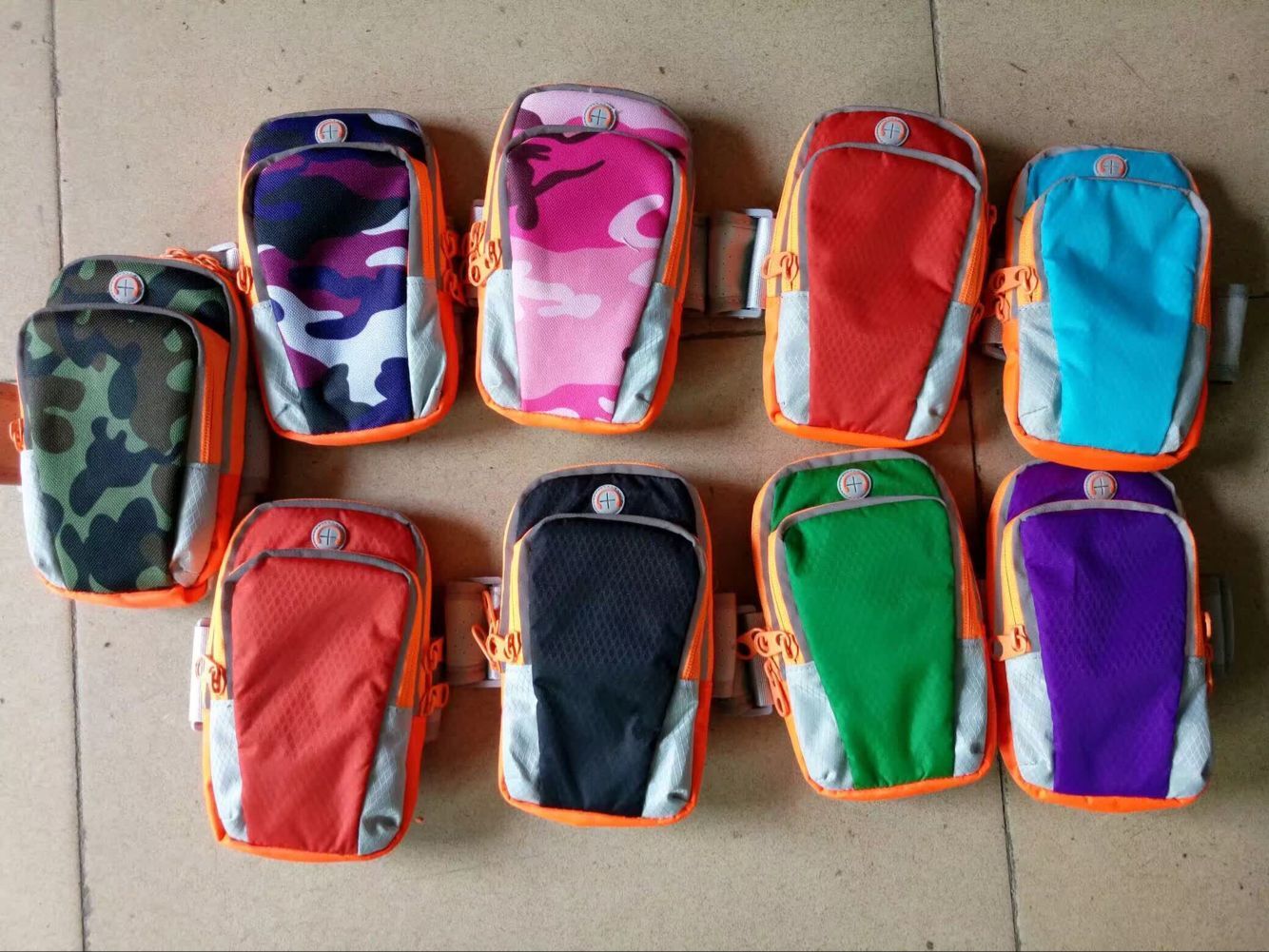 Widened reflective strip mobile arm with double Zipper Bag