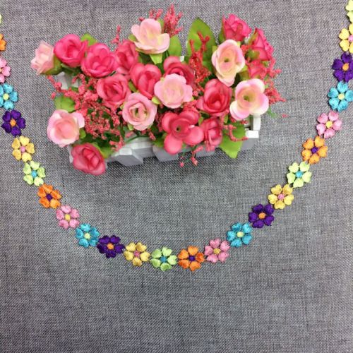 Water Soluble Embroidery Multicolor Polyester Lace Milk Silk Flowers