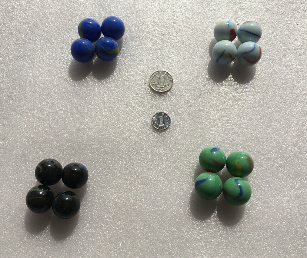 包邮100颗16mm瓷白三花瓷蓝绕花瓷绿花瓣瓷黑花玻璃弹珠